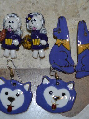 UDUB Dog Cheerleader Mascot Earrings Bundle